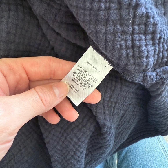 NWOT Nordstrom navy 100% cotton Button Down Shirt - Picture 5 of 8